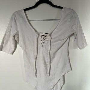 White Lace-Up Bodysuit